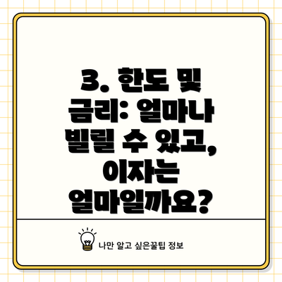 3. 한도 및 금리: 얼마나 빌릴 수 있고, 이자는 얼마일까요?