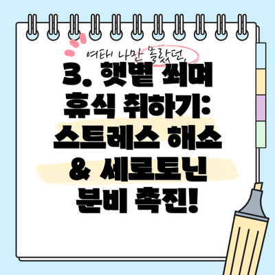 3. 햇볕 쐬며 휴식 취하기: 스트레스 해소 & 세로토닌 분비 촉진!