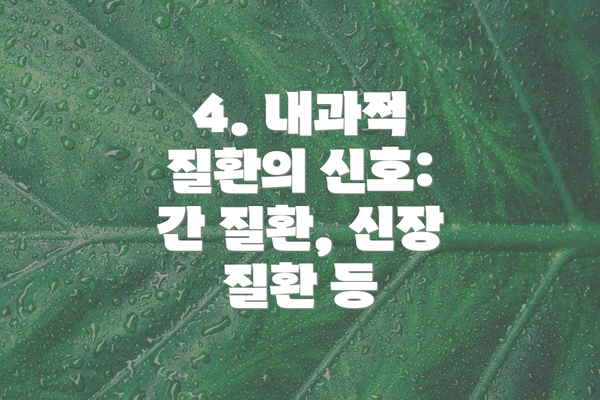 4. 내과적 질환의 신호: 간 질환, 신장 질환 등