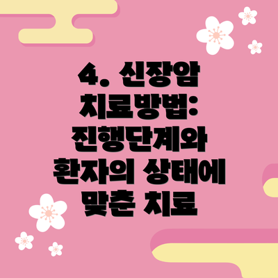 4. 신장암 치료방법: 진행단계와 환자의 상태에 맞춘 치료