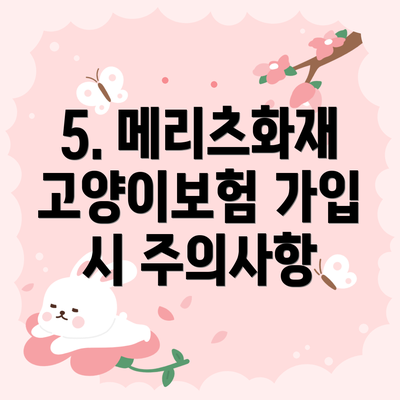 5. 메리츠화재 고양이보험 가입 시 주의사항