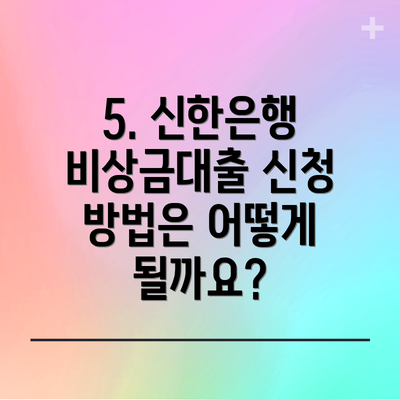 5. 신한은행 비상금대출 신청 방법은 어떻게 될까요?