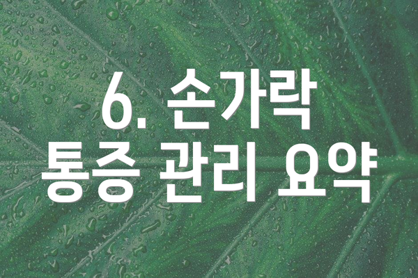 6. 손가락 통증 관리 요약