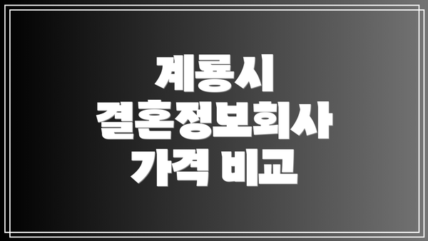 계룡시 결혼정보회사 가격 비교