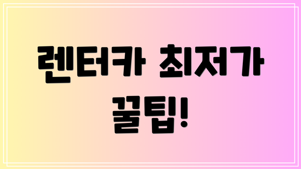 렌터카 최저가 꿀팁!
