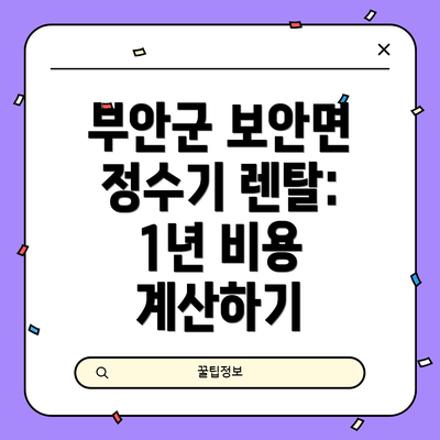 부안군 보안면 정수기 렌탈: 나에게 맞는 브랜드는?
