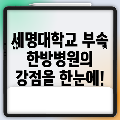 세명대학교 부속 한방병원의 강점을 한눈에!