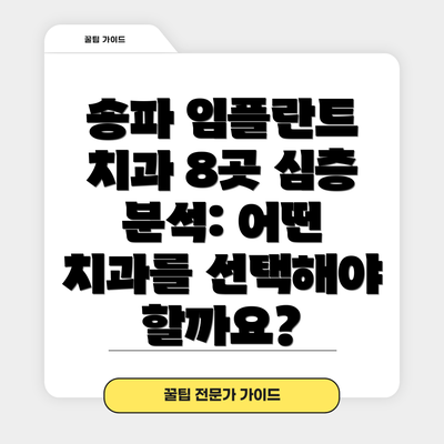 송파 임플란트 치과 8곳 심층 분석: 어떤 치과를 선택해야 할까요?