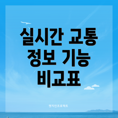 실시간 교통 정보 기능 비교표