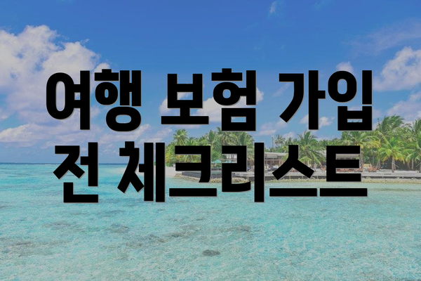 여행 보험 가입 전 체크리스트
