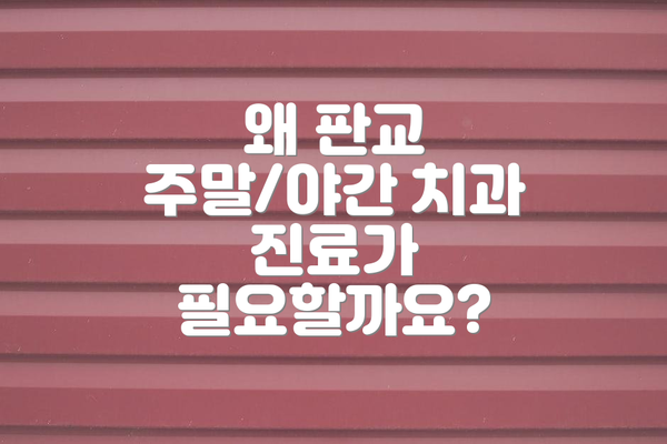 왜 판교 주말/야간 치과 진료가 필요할까요?