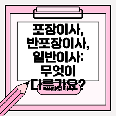포장이사, 반포장이사, 일반이사: 무엇이 다른가요?