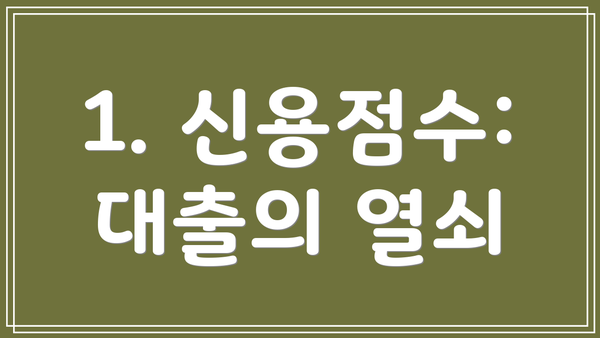 1. 신용점수: 대출의 열쇠