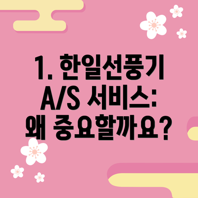 1. 한일선풍기 A/S 서비스: 왜 중요할까요?