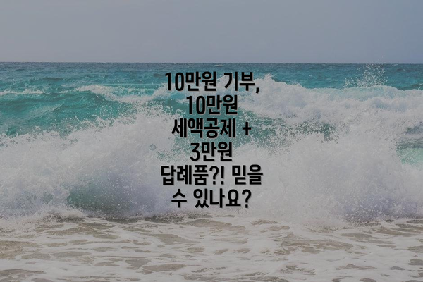 10만원 기부, 10만원 세액공제 + 3만원 답례품?! 믿을 수 있나요?
