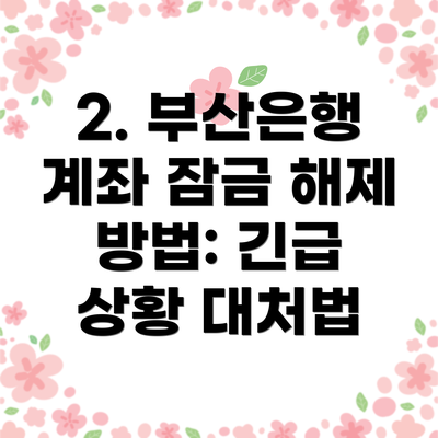 2. 부산은행 계좌 잠금 해제 방법: 긴급 상황 대처법