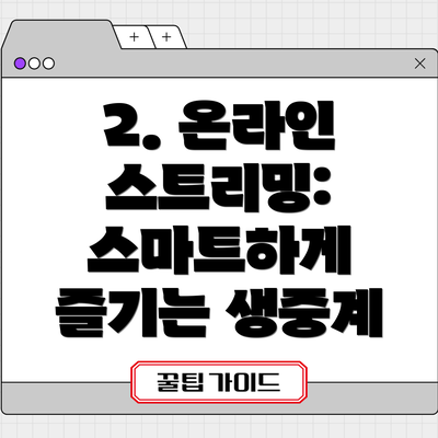 2. 온라인 스트리밍: 스마트하게 즐기는 생중계