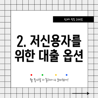 2. 저신용자를 위한 대출 옵션
