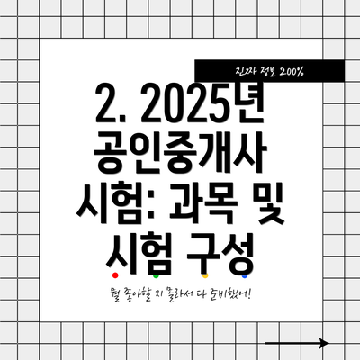 2. 2025년 공인중개사 시험: 과목 및 시험 구성