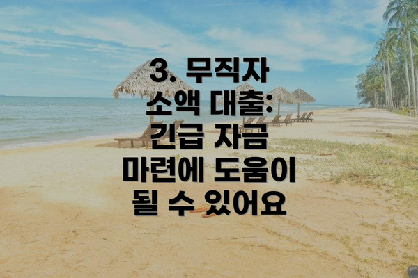 3. 무직자 소액 대출:  긴급 자금 마련에 도움이 될 수 있어요