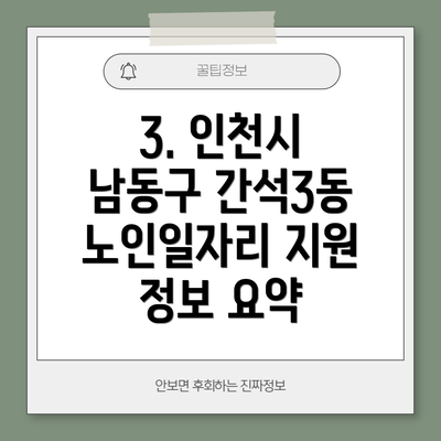3. 인천시 남동구 간석3동 노인일자리 지원 정보 요약