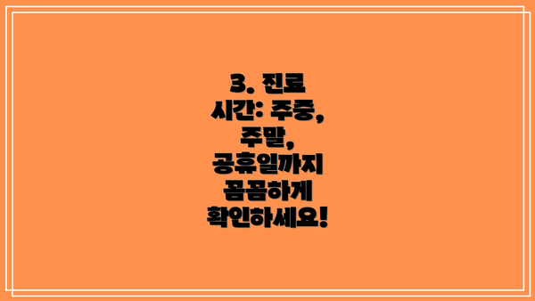3. 진료 시간: 주중, 주말, 공휴일까지 꼼꼼하게 확인하세요!