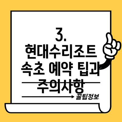 3. 현대수리조트 속초 예약 팁과 주의사항