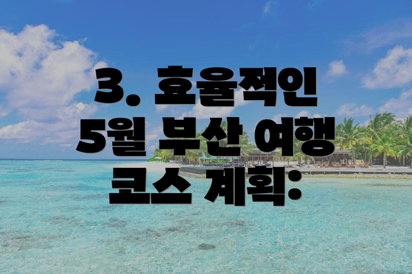 3. 효율적인 5월 부산 여행 코스 계획: