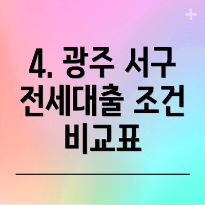 4. 광주 서구 전세대출 조건 비교표