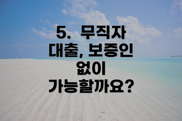 5.  무직자 대출, 보증인 없이 가능할까요?