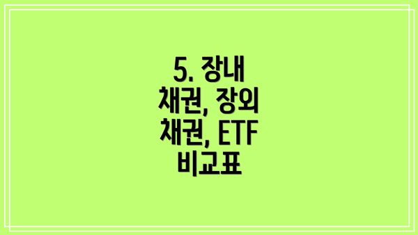 5. 장내 채권, 장외 채권, ETF 비교표