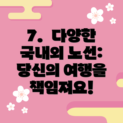 7.  다양한 국내외 노선: 당신의 여행을 책임져요!