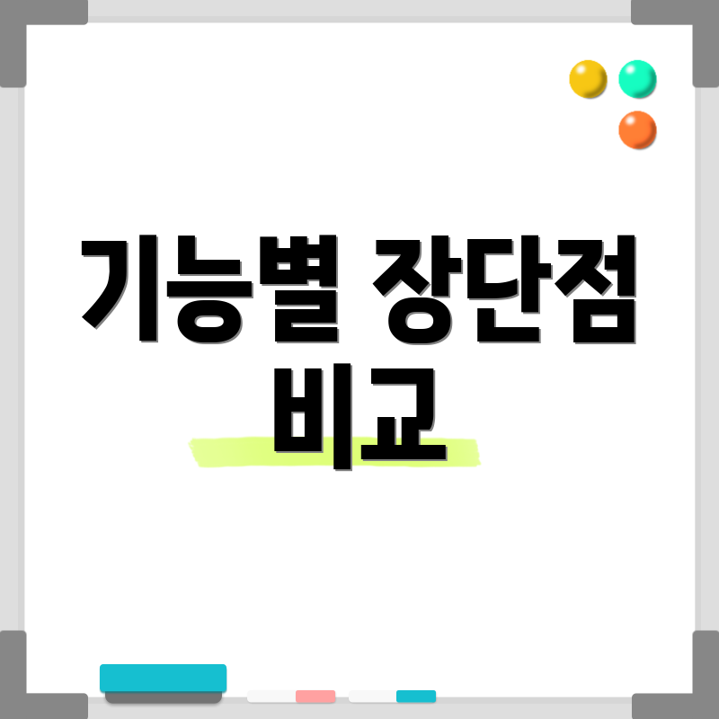 기능별 장단점 비교